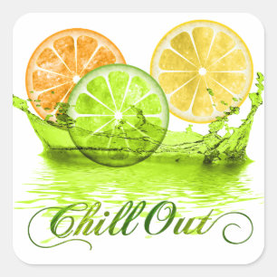 Pegatina Cuadrada Esplash de frutas de verano ID165