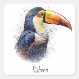 Pegatina Cuadrada Esplendor Tropical Toucan, personalizado
