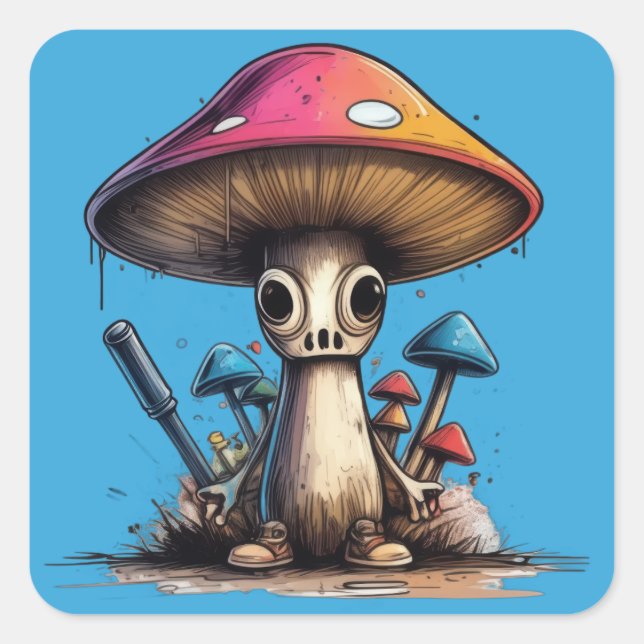 Pegatina Cuadrada Esporas esporádicas (Anverso)