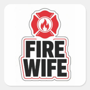 Pegatina Cuadrada Esposa de bombero