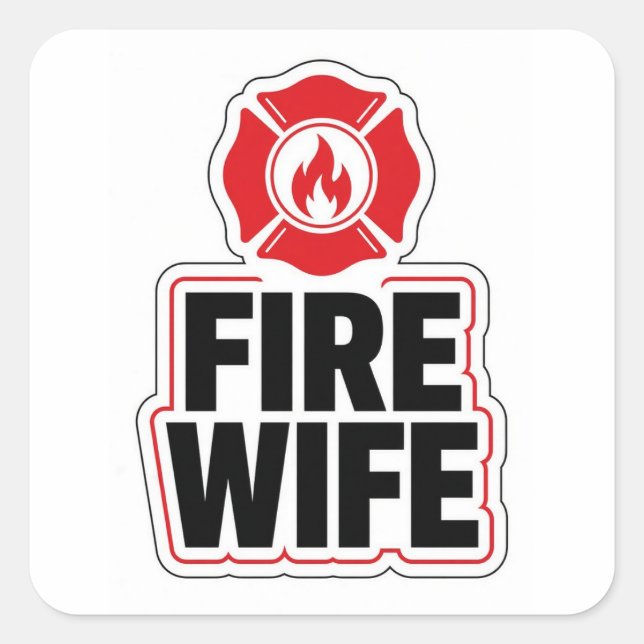 Pegatina Cuadrada Esposa de bombero (Anverso)