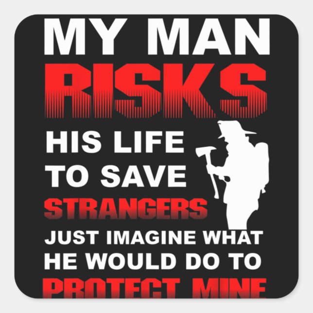 Pegatina Cuadrada Esposa del bombero Novia (Anverso)