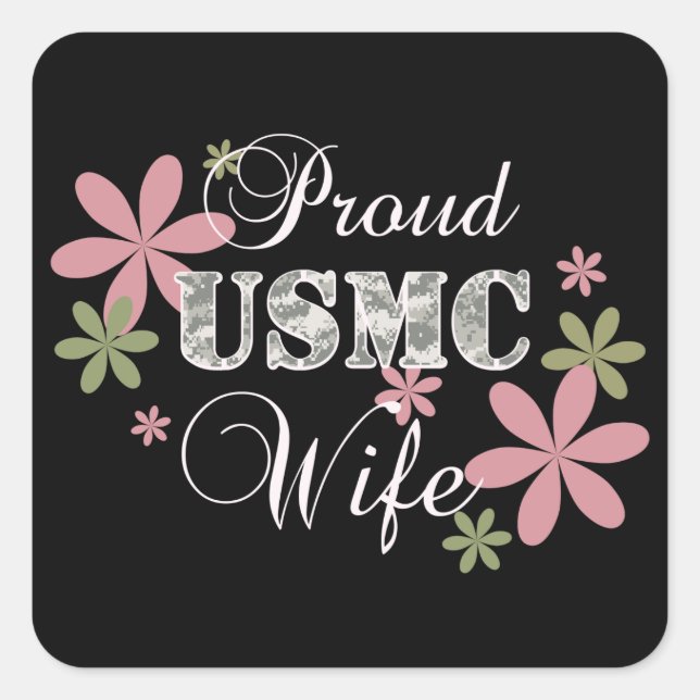 Pegatina Cuadrada Esposa del USMC [camo de la Florida] (Anverso)