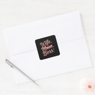 Pegatina Cuadrada Esposa Mamá Jefe - Ideas de regalo de Día de la Ma