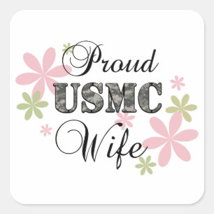 Pegatina Cuadrada Esposa USMC [fl camo]