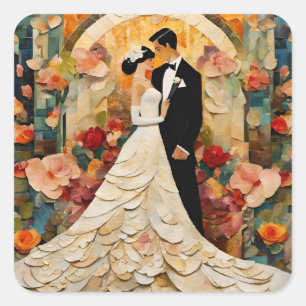 Pegatina Cuadrada Esposa y Esposo Impresionante Collage