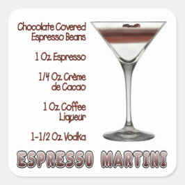 Pegatina Cuadrada Espresso Martini Cocktail Recipe Art