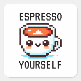 Pegatina Cuadrada Espresso tú mismo - Gracioso diseño de café de art