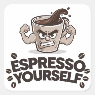 Pegatina Cuadrada Espresso tú mismo - Gracioso diseño de los amantes