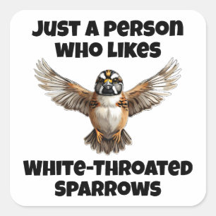 Pegatina Cuadrada Espuma de garganta blanca con las alas abiertas