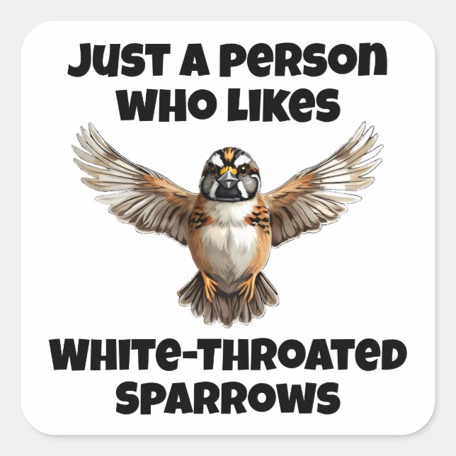 Pegatina Cuadrada Espuma de garganta blanca con las alas abiertas (Anverso)