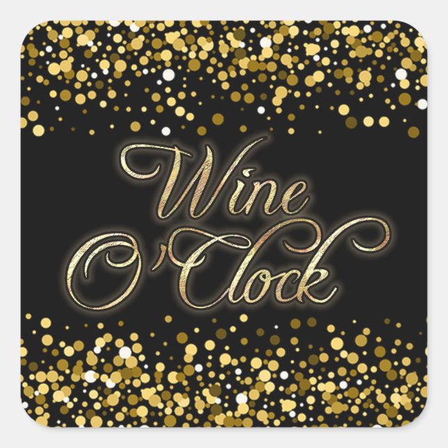 Pegatina Cuadrada Espuma De Oro De Vino O'Clock (Anverso)