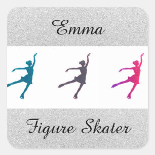 Pegatina Cuadrada Espuma de plata de patinaje artístico