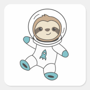 Pegatina Cuadrada Espuma En El Espacio Como Un Cohete Astronauta