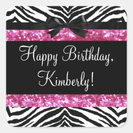 Pegatina Cuadrada Espuma rosa caliente zebra de chica