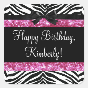 Pegatina Cuadrada Espuma rosa caliente zebra de chica