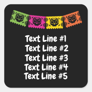 Pegatina Cuadrada Esqueletos del Día de la Calavera Azúcar Muerta