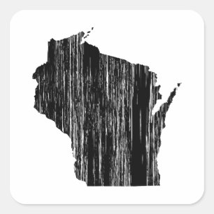 Pegatina Cuadrada Esquema apenado del estado de Wisconsin