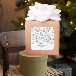 Pegatina Cuadrada Esquema De Coloración De Navidades