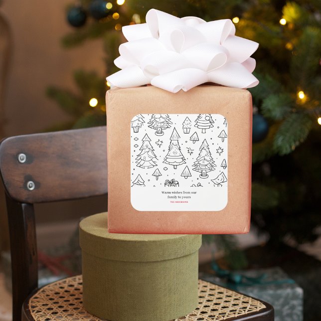 Pegatina Cuadrada Esquema De Coloración De Navidades (Subido por el creador)