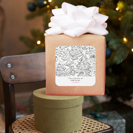 Pegatina Cuadrada Esquema De Coloración De Navidades