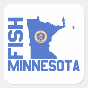 Pegatina Cuadrada Esquema de estado de Pescado Minnesota