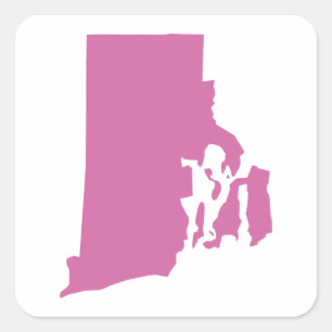 Pegatina Cuadrada Esquema de estado de Rhode Island