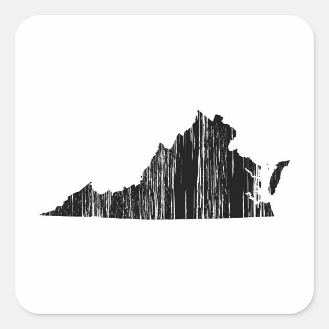 Pegatina Cuadrada Esquema de estado de Virginia con problemas (Anverso)