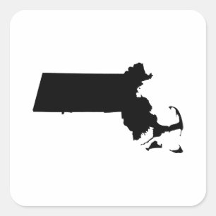 Pegatina Cuadrada Esquema del estado de Massachusetts