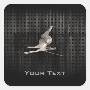 Pegatina Cuadrada Esquí de nieve; negro Guay