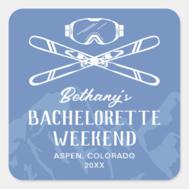 Pegatina Cuadrada Esquí de Soltera Moderna