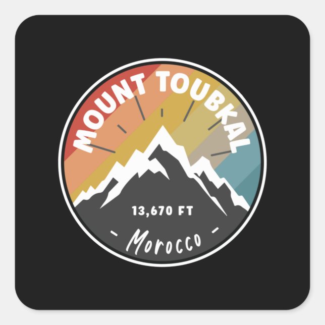 Pegatina Cuadrada Esquí En El Monte Toubkal - Marruecos (Anverso)