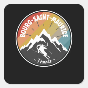 Pegatina Cuadrada Esquí En Francia Bourg-Saint-Maurice