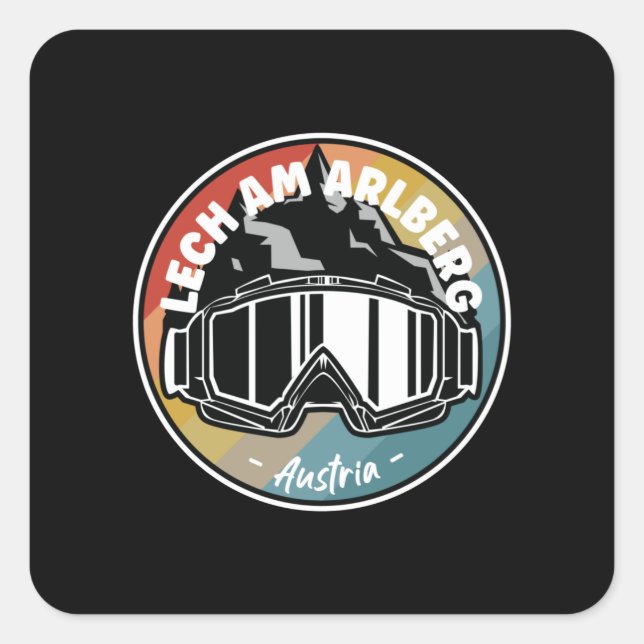 Pegatina Cuadrada Esquí En Lech am Arlberg Austria (Anverso)
