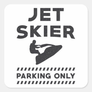Pegatina Cuadrada Esquí Jet Ski Jet Skier Sólo Agua