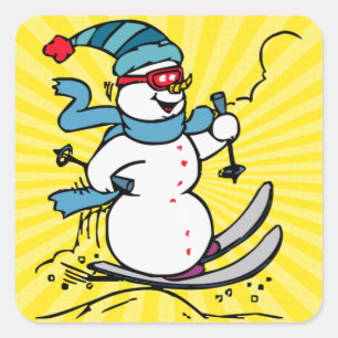 Pegatina Cuadrada Esquiar de Snowman de Guay amantes del esquí d