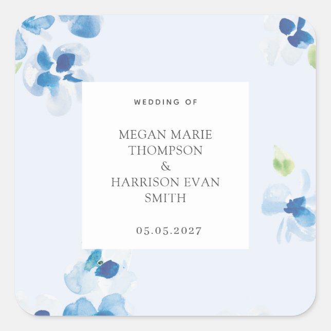 Pegatina Cuadrada Esquina de flores de peonías elegantes (Anverso)