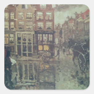 Pegatina Cuadrada Esquina de la Plaza Leidsche, Amsterdam