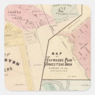 Pegatina Cuadrada Esquinas del lavado, parque de Haywards, Niles,