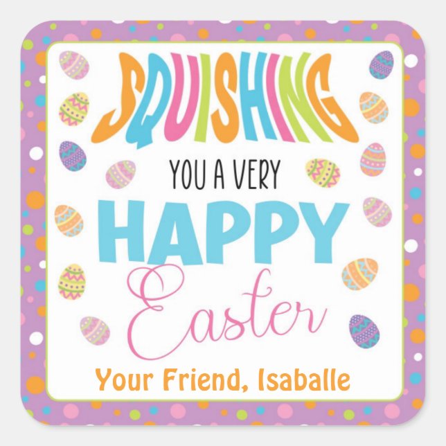 Pegatina Cuadrada Esquivándote una Pascua Feliz (Anverso)