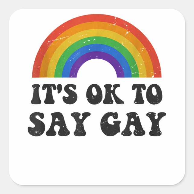 Pegatina Cuadrada Está Bien Decir Gay Florida LGBTQ Rainbow Priay (Anverso)