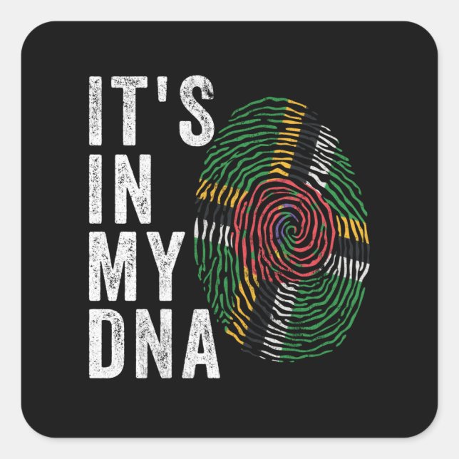 Pegatina Cuadrada Está en mi ADN - Bandera de Dominica (Anverso)
