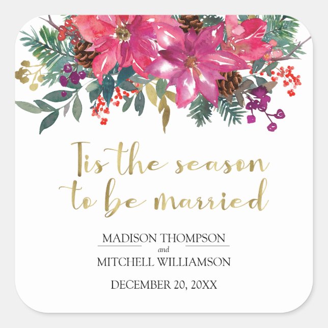 Pegatina Cuadrada Esta Es La Temporada De Casarse Con Navidades De I (Anverso)