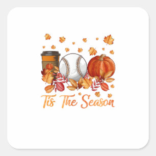 Pegatina Cuadrada Esta Es La Temporada De La Calabaza De Béisbol Aut