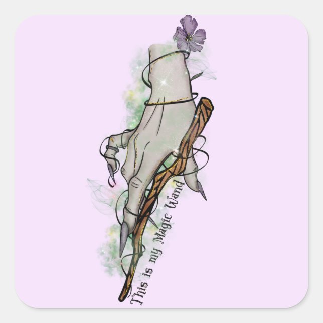 Pegatina Cuadrada Esta es mi varita mágica (Anverso)