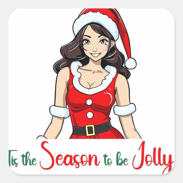 Pegatina Cuadrada Esta es temporada para ser mujer alegre (Anverso)