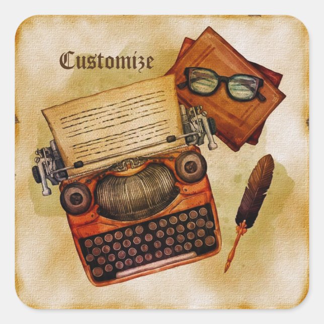 Pegatina Cuadrada Está Escrito Vintage (Anverso)