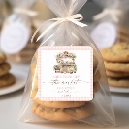 Pegatina Cuadrada Está fresca fuera del mercado y se cae en la ducha