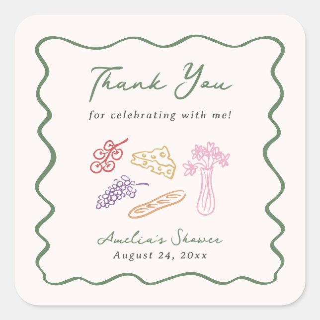 Pegatina Cuadrada Está fuera del mercado negrita y mano caprichosa (Anverso)