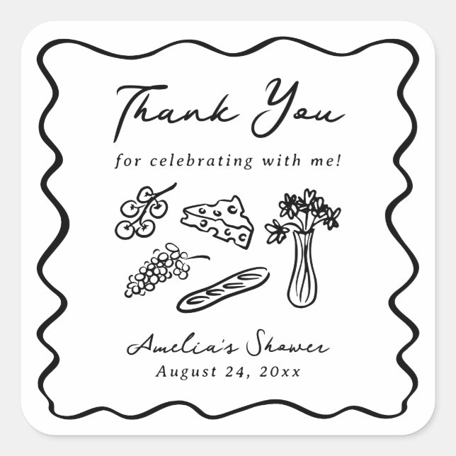 Pegatina Cuadrada Está fuera del mercado negrita y mano caprichosa (Anverso)